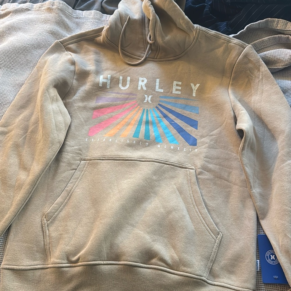 Hurley Beamer Fleece pullover hoodie. Khaki, size small